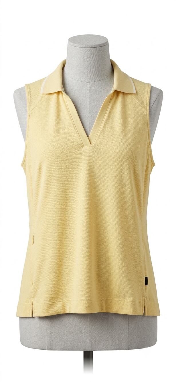 Athleta Everyday Polo Tank Top Yellow Zipper Pocket Golf Tennis Sz 1X